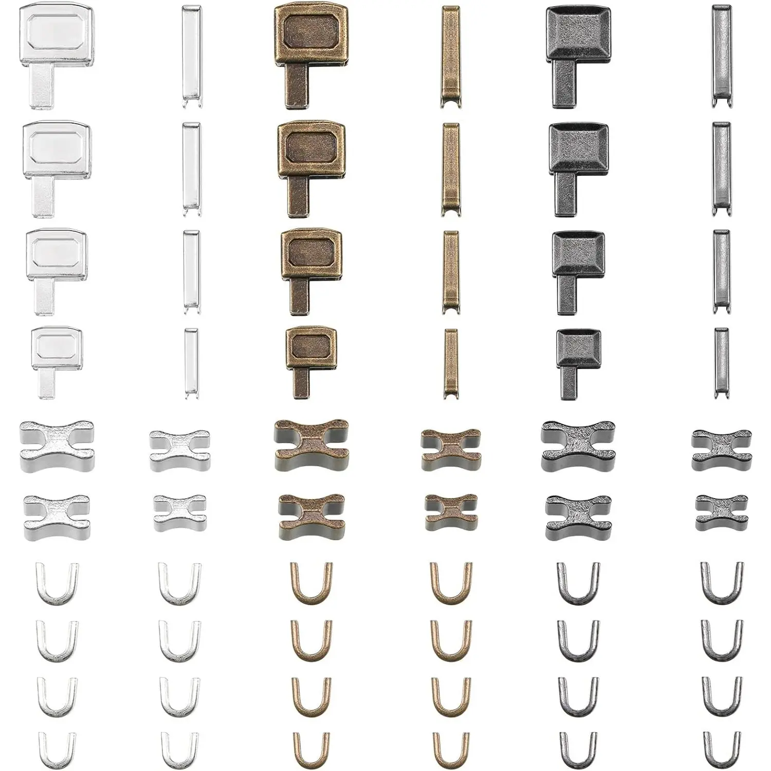 120 count Metal Zipper Insertion Pin 4 Sizes Zipper Repair Kit Latch Slider Retainer for Jackets Coats 3 Colors DIY Sewing Replacement, Size of 3/5/8/10