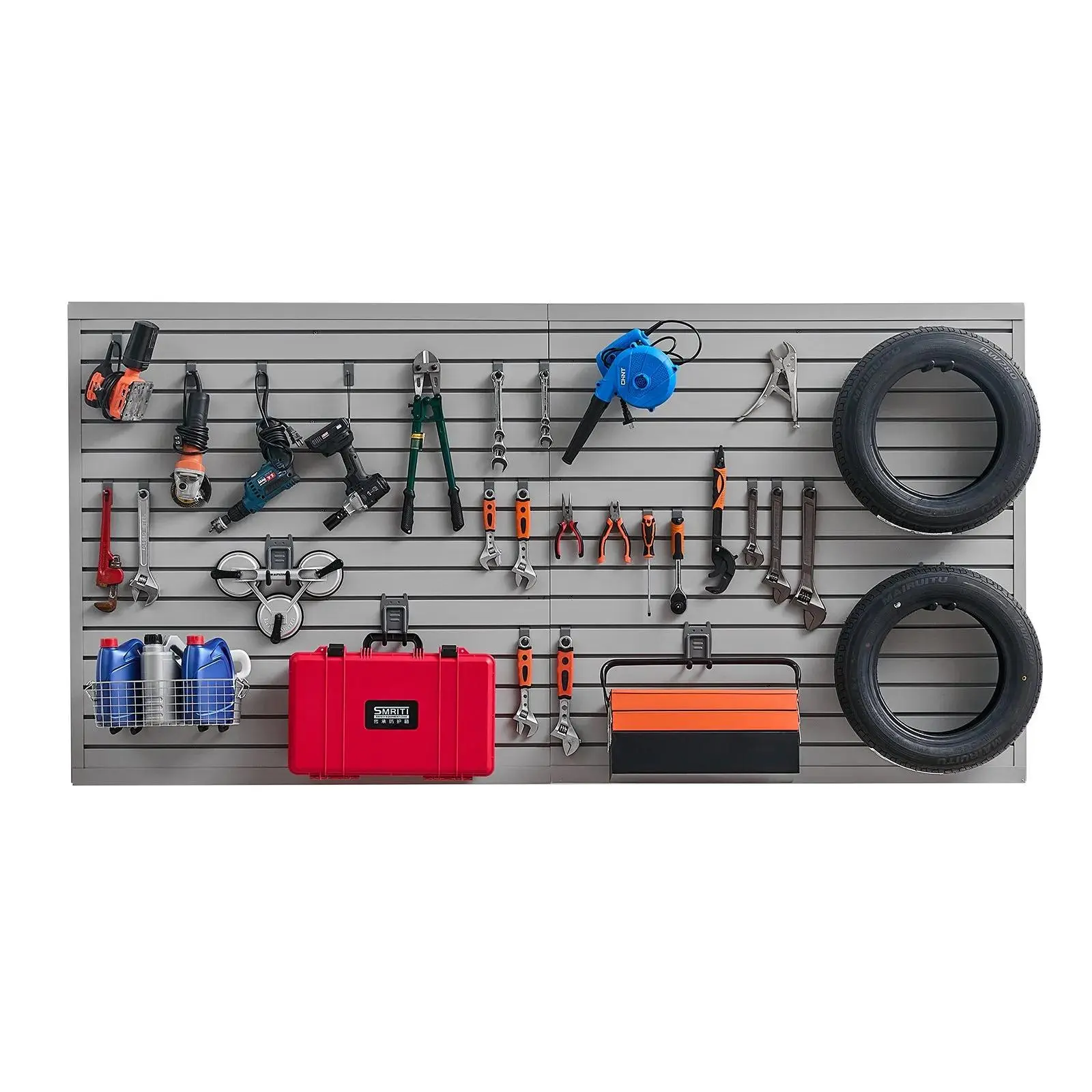 Second-Generation 8' x 4' Upgraded PVC Grey Garage Slatwall Panels - Modular Design for Flexible Storage