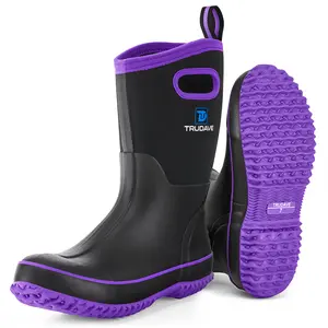 TruDave Rubber Rain Boots for Women, Neoprene Insulated Mid Calf Work Boots, Outdoor Boots for Hunting Farming Gardening Fishing Comfortable Rainproof Waterproof Cover Rainy Days