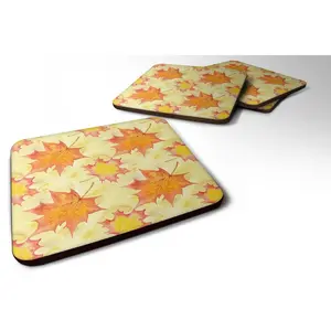 Carolines Treasures  Fall Leaves Scattered Foam Coaster, Set of 4