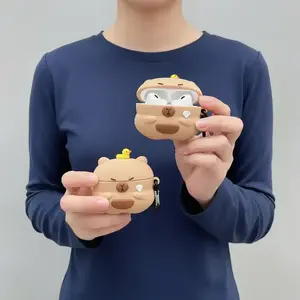 1 piece of Capibala shaped headphone case,Cute wireless Bluetooth earphone case, Wireless Earbuds Headset, drop resistant, Protection, durable and stylish accessory, suitable for AirPods pro3/1/2/3/4/pro/pro2(Different models may have different shapes)