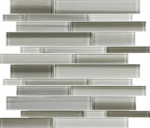 Fusion Clay Random Strip Glossy Glass Mosaic