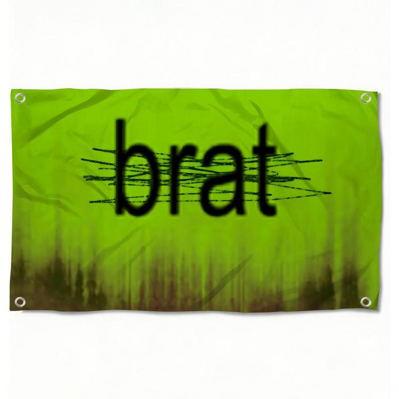 PIKPAKA Brat Album Charli XCXS Flags Instant Party Atmosphere Microfiber Festival Banner | Indoor Outdoor Hanging Decor | Perfect For Bedroom Living Room Bar Garden Party Party Decorations Banners