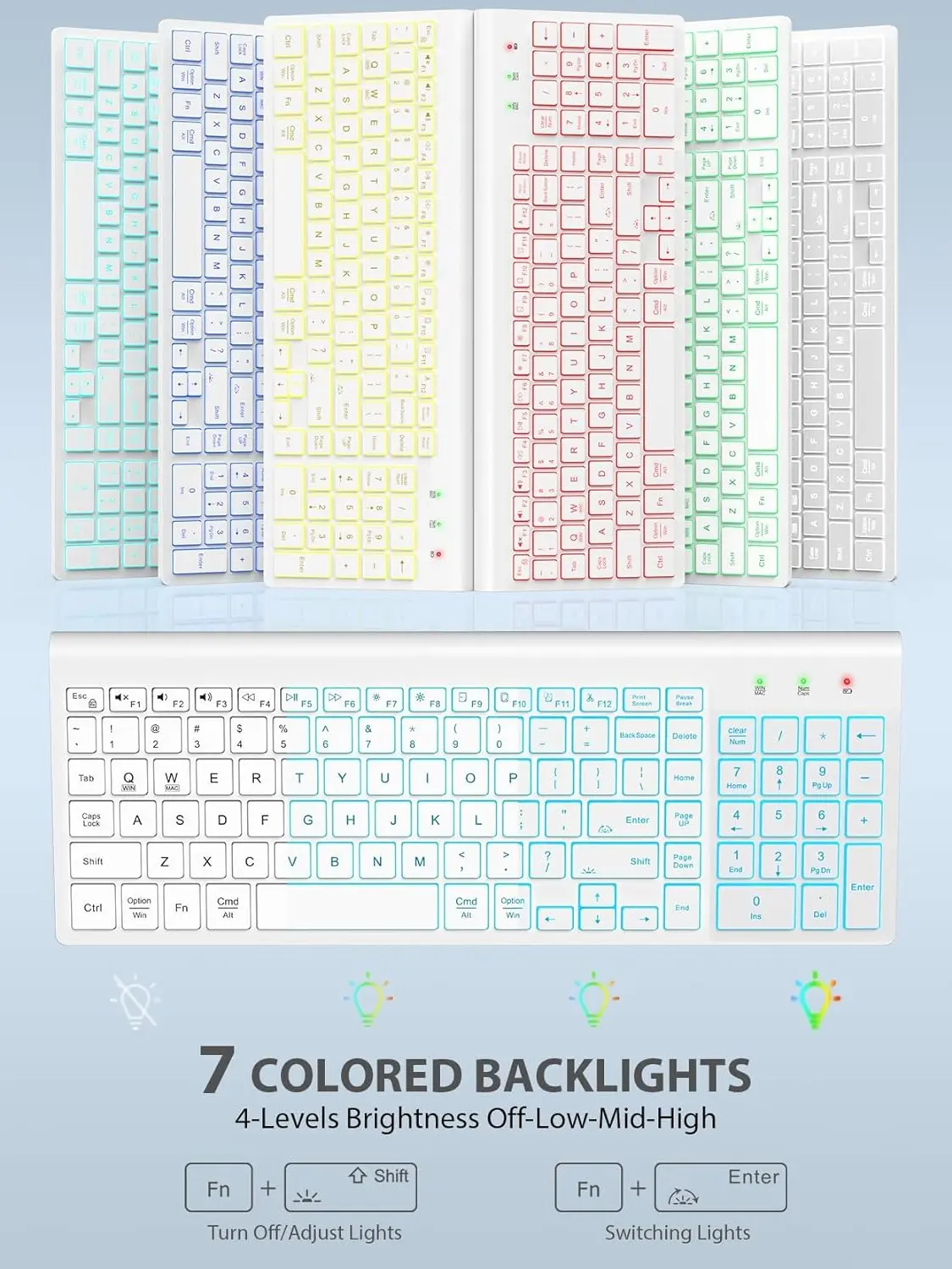 SABLUTE KM61PRO Wireless Keyboard and Mouse Combo - ARGB Glowing, Rechargeable, Slim Portable, 7-Color Backlight, 4 Brightness Levels, Windows & Mac Layout, Bluetooth-Free Argb Keyboard & Mouse Combos,back to school,back to school haul