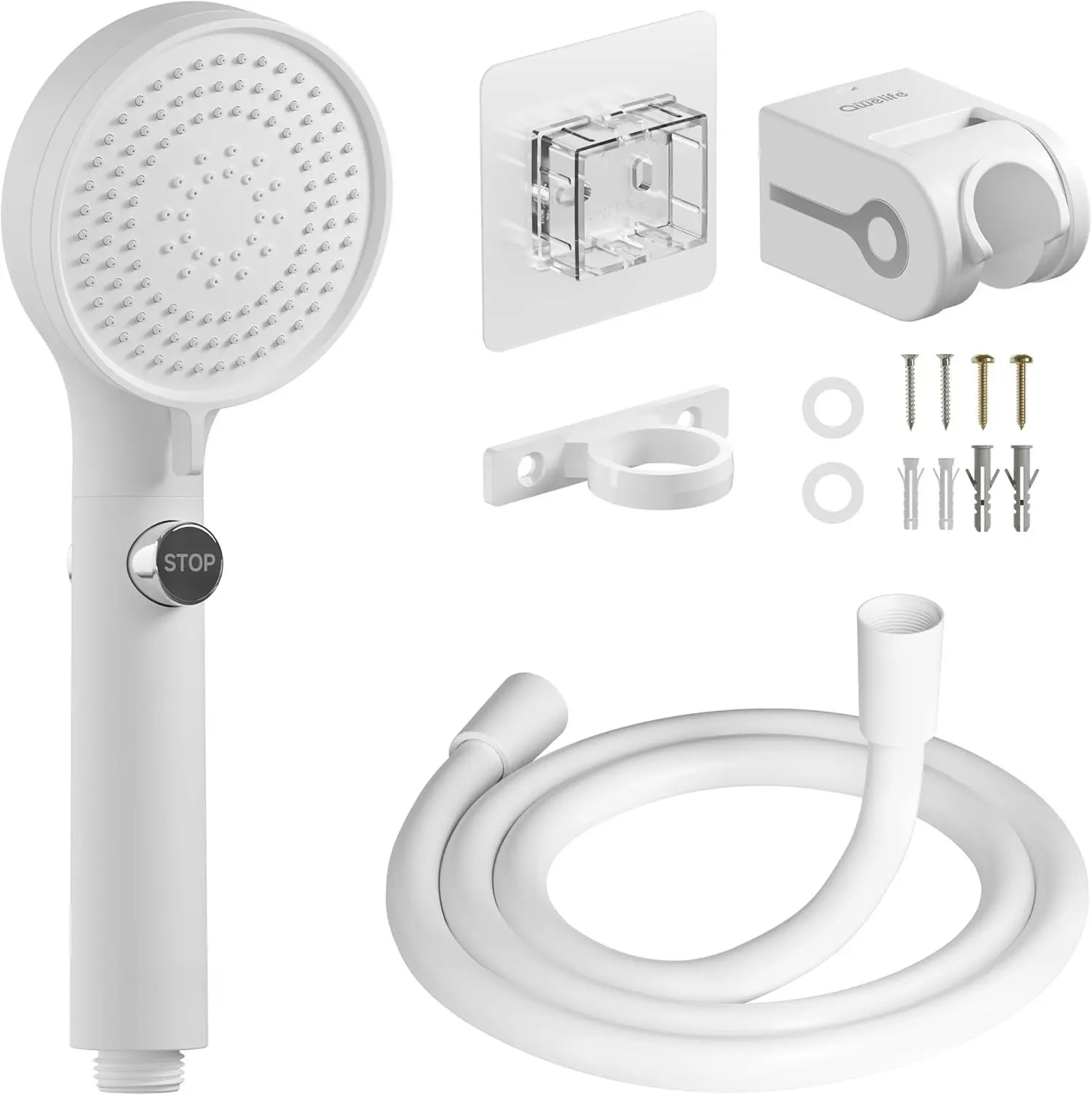 RV Shower  with Hose and On/Off Button, High  5 Mode Shower  Replacement, Easy Install, White Upgrade for RV, Camper, Van, Travel Trailer, Motorhome, Boat and