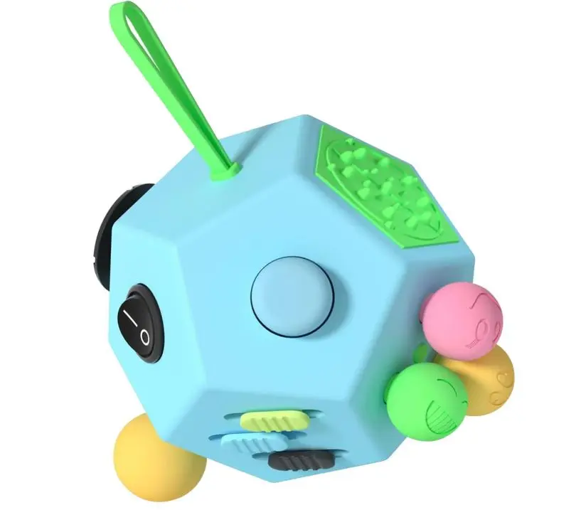 Fidget Dodecagon Cube-Easter Basket Stuffers 12 Sided Fidget Toy Cube for Kids and Adults 12 Sides Stress Relief Cube Fidgets Toys Travel Airplane Essentials for Boys Girls(B3 Blue Sky)