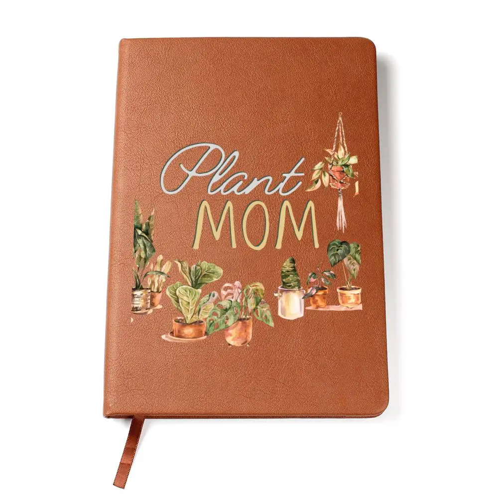 Custom Vegan Leather Journal - 5.8"x8.5"x1.6", 200 Lined Pages, Ribbon Bookmark, Custom-Printed Office Stationery Notebook, Plant Lover Gift for Birthdays & Holidays