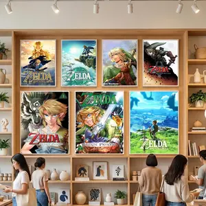 TheE LegendD of ZeldaA Poster HD Heavy-Duty Self-Stick Waterproof Wall Decor Tool-free durable Conceals wall flaws elevates style for living rooms bathrooms & kitchens