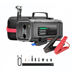 6-in-1 Battery Booster Jump Starter with Air Compressor 2500A Portable Battery Jumper Booster Pack 150PSI Tire Inflator for All Gas & 8.0L Diesel Engines with LED Light Power Bank