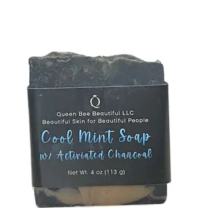 Cool Mint Soap w/Activated Charcoal - Perfect for Men Daily Body Care & Moisturizing Skincare with a Smooth Blend of Essential Oils