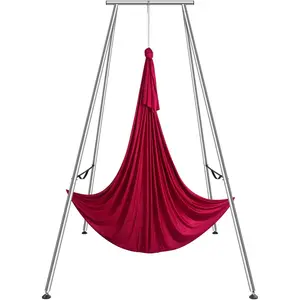 VEVOR Aerial Yoga Frame & Yoga Hammock, 9.67 ft Height Professional Yoga Swing Stand Comes with 6.6 Yards Aerial Hammock, Max 551.15 lbs Load Capacity, Yoga Rig for Indoor Outdoor Aerial Yoga, Red