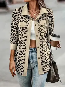 Puffer Quilted Coat, Print Shirt Jacket, Stylish Casual Outerwear, Perfect for Daily Wear, Trendy Animal Pattern Coat, Fashion Forward, Chic, Aesthetic, Lookbook Style, Go To, Office Ready, Winter Warm, Versatile