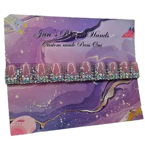 Jan's Blessed Hands Short Duckie Bling Pattern Gel Nail Art Set press nails Polish French