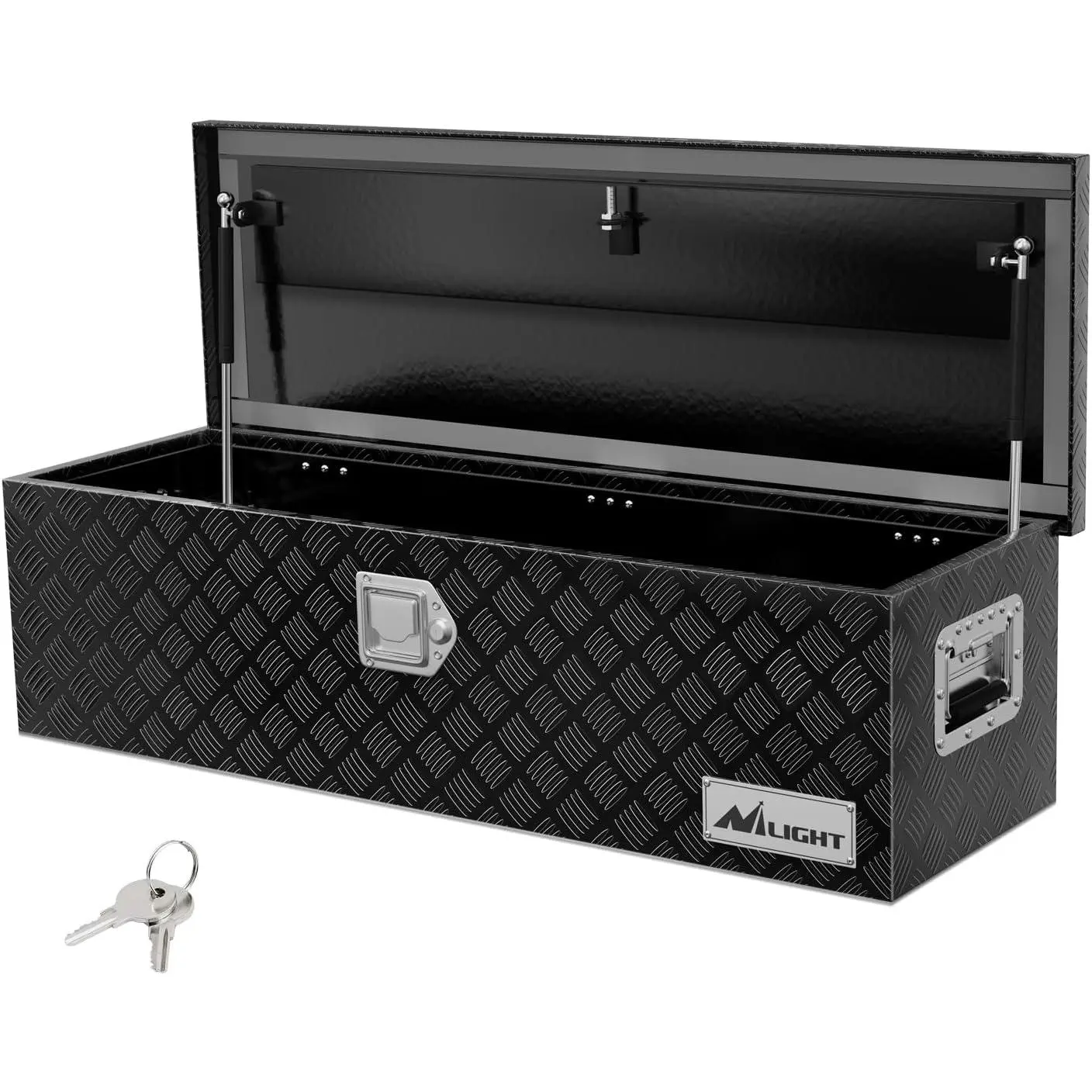 Nilight 39 Inch Truck Tool Box Heavy Duty Aluminum Stripes Plated Pick Up Truck Bed Toolboxes 39 Inchx13 Inchx10 Inch Waterproof Storage Organizer for Bed of Truck RV Trailer with Side Handle Lock Keys, Black