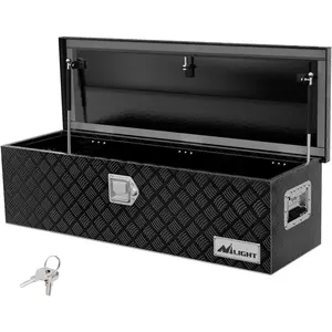Nilight 39 Inch Truck Tool Box Heavy Duty Aluminum Stripes Plated Pick Up Truck Bed Toolboxes 39 Inchx13 Inchx10 Inch Waterproof Storage Organizer for Bed of Truck RV Trailer with Side Handle Lock Keys, Black