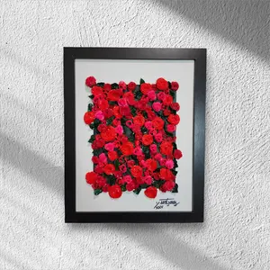 iArtJassy Textured Red Rose 3D Flower Painting Framed Botanical Wall Art Heavy Gel Acrylic on Canvas Home Decor