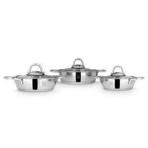 Serenk Definition 6 Pieces Stainless Steel Egg Pan Set stay-cool handle omelette pan