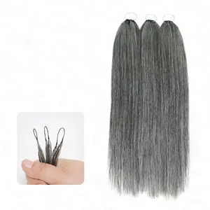 QVR Straight Salt Pepper Crochet Hair Straight Machine Made Feather Human Hair Extension
