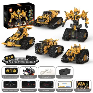 5 in 1 STEM Robot Building Kits for Kids 6-14, Remote & APP Controlled Mechanical Warrior/Monster Crash vehicle/Large forklift/Heavy Tank/Stegosaurus Building Toys, 373 Pcs Educational Building Sets, Erector Sets Summer Holiday Gifts for Boys Girls