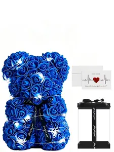 Rose Flower Valentine's Day Gift for Girlfriend, Rose Bear High-End Birthday Present for Best Friend, Elegant Floral Souvenir