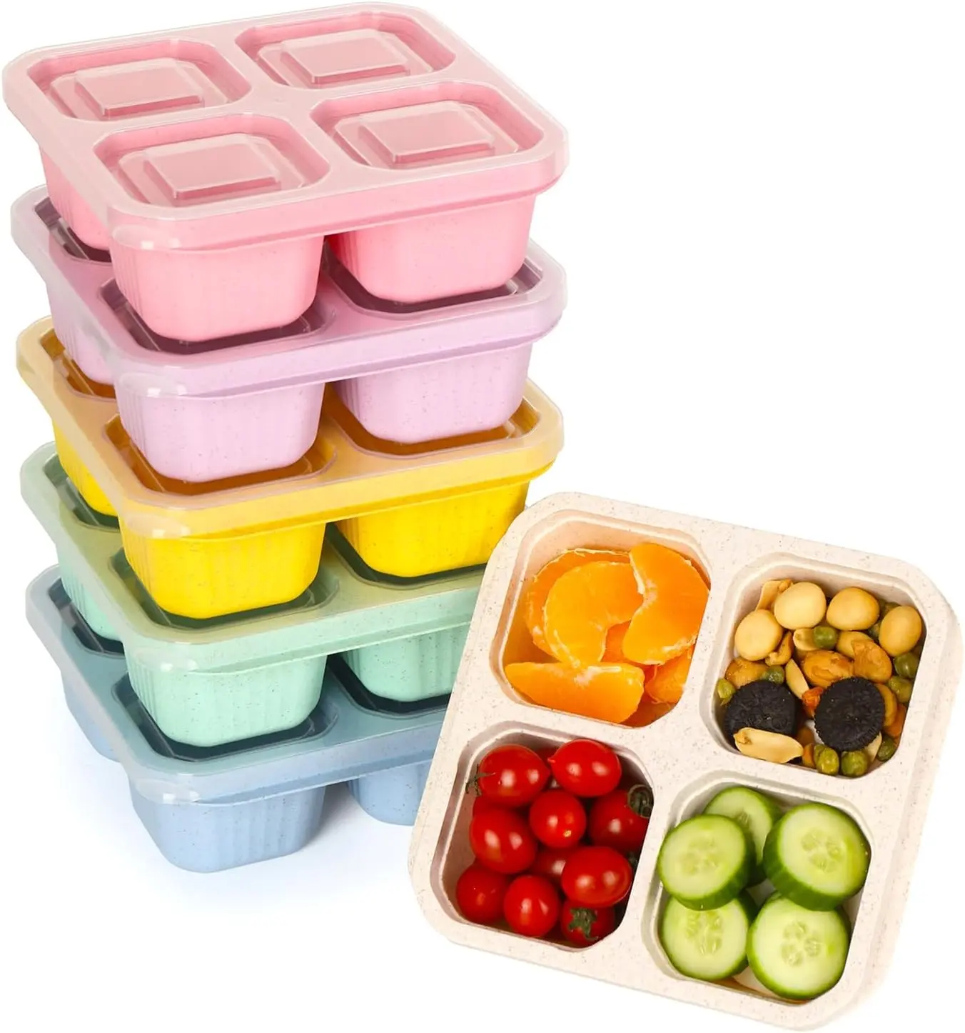 6 Pack nto Box, 4 Compartment Lunchable Snack Containers with  for Meal Prep, School, Travel,  Divided Lunch  Container for Adults, ,
