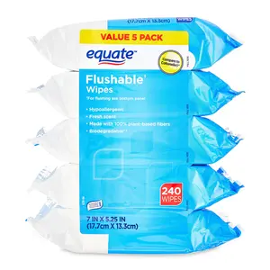Equate Fresh Scent Flushable Wipes, 5 Resealable Packs (240 Total Wipes) Napkin