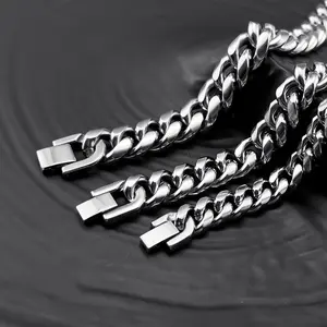 Stainless Steel 10mm Italian Miami Cuban Link Chain Necklace for Men & Boys Trendy Minimalist Chunky Chain Jewelry Gift