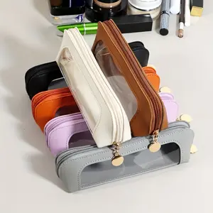 Portable Makeup Brush Bag PU Zipper Storage Organizer for Brushes Stationery Travel Essentials & Tech Accessories Ultra Lightweight Compact Reusable Eco Conscious Secure Protective Design Stylish Functional Aesthetics Ideal Gift Value