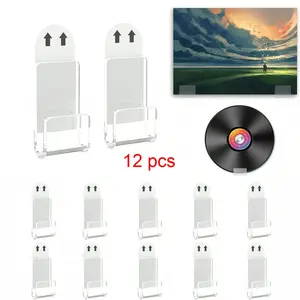 Acrylic Record Storage Rack, 12pcs/set Wall Mounted Record Holder, Record Display Rack, Office Storage Rack, Desk Organizer for Home Office, Hanging Shelf