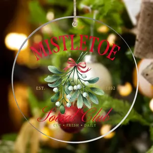 Acrylic Christmas Tree Ornament, 1 Count Mistletoe Pattern Hanging Decoration, Holiday Decoration, Gift for Family and Friends, Home Decor