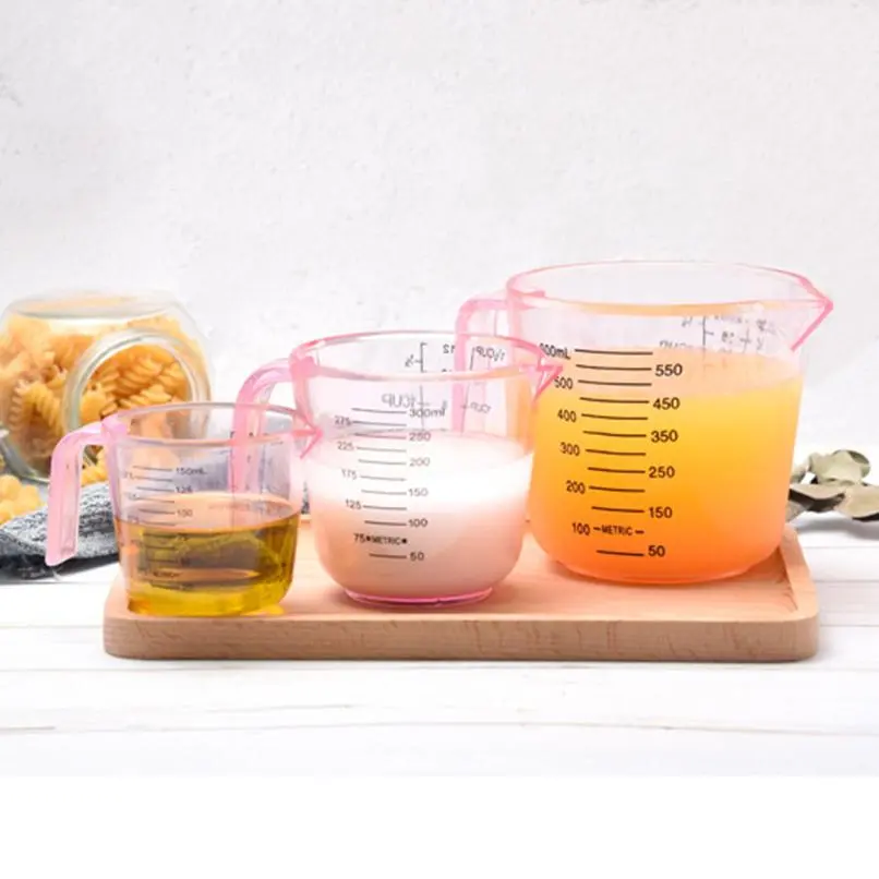 Kitchen Measuring Cup, 3pcs/set 150ml & 300ml & 600ml Clear Baking Measuring Cup with Handle, Measuring Cups Plastic, Food Measuring Tool, Kitchenware, Kitchen Baking & Cooking Utensils