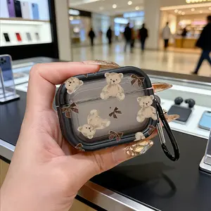 Teddy Bear Bow Protective Case Cover for Apple AirPods 1/2/3/4/pro/pro2, Tpu Texture, Lightweight & Durable, Anti-Scratch, Shockproof