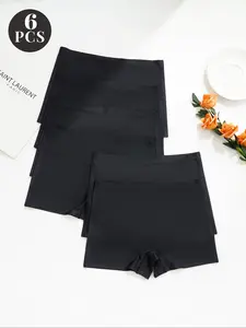 6Pcs Women's Seamless Breathable Plain Fitted Underwear Set, Comfortable All-Season Ladies Panties, Safe & Stylish Design, Seamless Undergarment