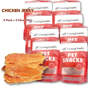 8-Pack(8 x 100g/3.53oz) Chicken Chest For Dogs, Chicken Dog Treats For Small Dogs, Medium Pets And Large Breeds, Natural Dog Treats, Dried Chicken Dog Treats, Healthy, High Protein, Easy To Digest, Long-lasting, Perfect Training Reward Snack For Dogs