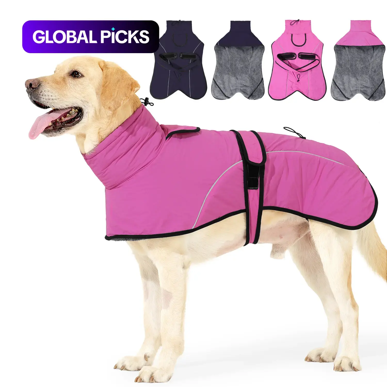 Winter Warm Pet Clothes, Thick Dual-Layer Waterproof Snow-Resistant Dog Coat, Outdoor Harness-Compatible Large Dog Jacket, Cold Weather Pet Apparel #GLOBAL PICKS