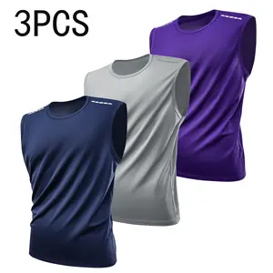 3-Pack Men’s Quick-Dry Sports Tank Tops — Breathable Sleeveless Fitness Shirts for Running, Basketball Training, and Muscle Building