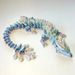 Large Peacock Dragon - 3D Printed Articulating Figure Decor Lightweight