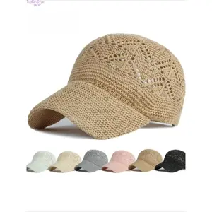 Women's Hollow-Out Mesh Sun Visor Fitted Cap - Knitted Breathable UV Protection, Summer Fashion Accessory for Outdoor Sports & Travel, Mesh Hats