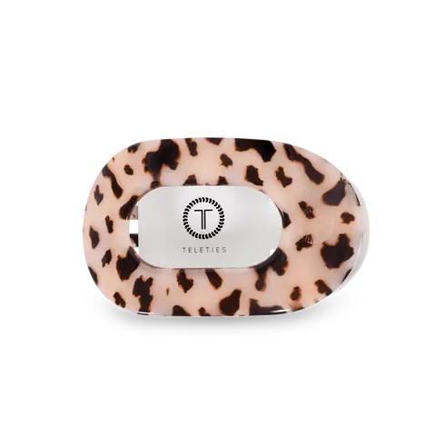 TELETIES - Blonde Tortoise Medium Flat Round Hair Clip - Lay Flat, Strong Grip, Nearly Unbreakable