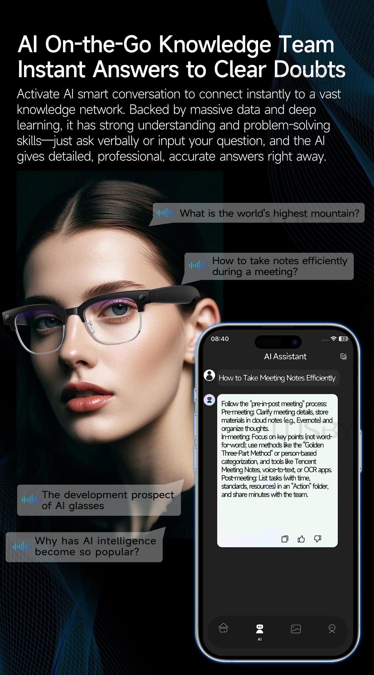 LUSBY Smart AI Camera Glasses with 8MP Photochromic Lenses ,Button Touch Adjustment for Travel Outdoor Adventures Hands-Free Photography 160+Languages Real-Time Translation Bluetooth Wireless Wearable Video Recording UV Protection ,Easter gift LUSBY Smart AI Camera Glasses with 8MP Photochromic Lenses ,Button Touch Adjustment for Travel Outdoor Adventures Hands-Free Photography 160+Languages Real-Time Translation Bluetooth Wireless Wearable Video Recording UV Protection ,Easter gift