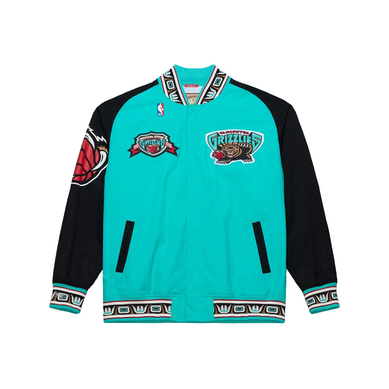 Vancouver Grizzlies 1995-96 Turquoise Authentic Full-Snap Warm-Up Jacket NBA Throwback Outerwear Vintage Fan Gear Mitchell & Ness