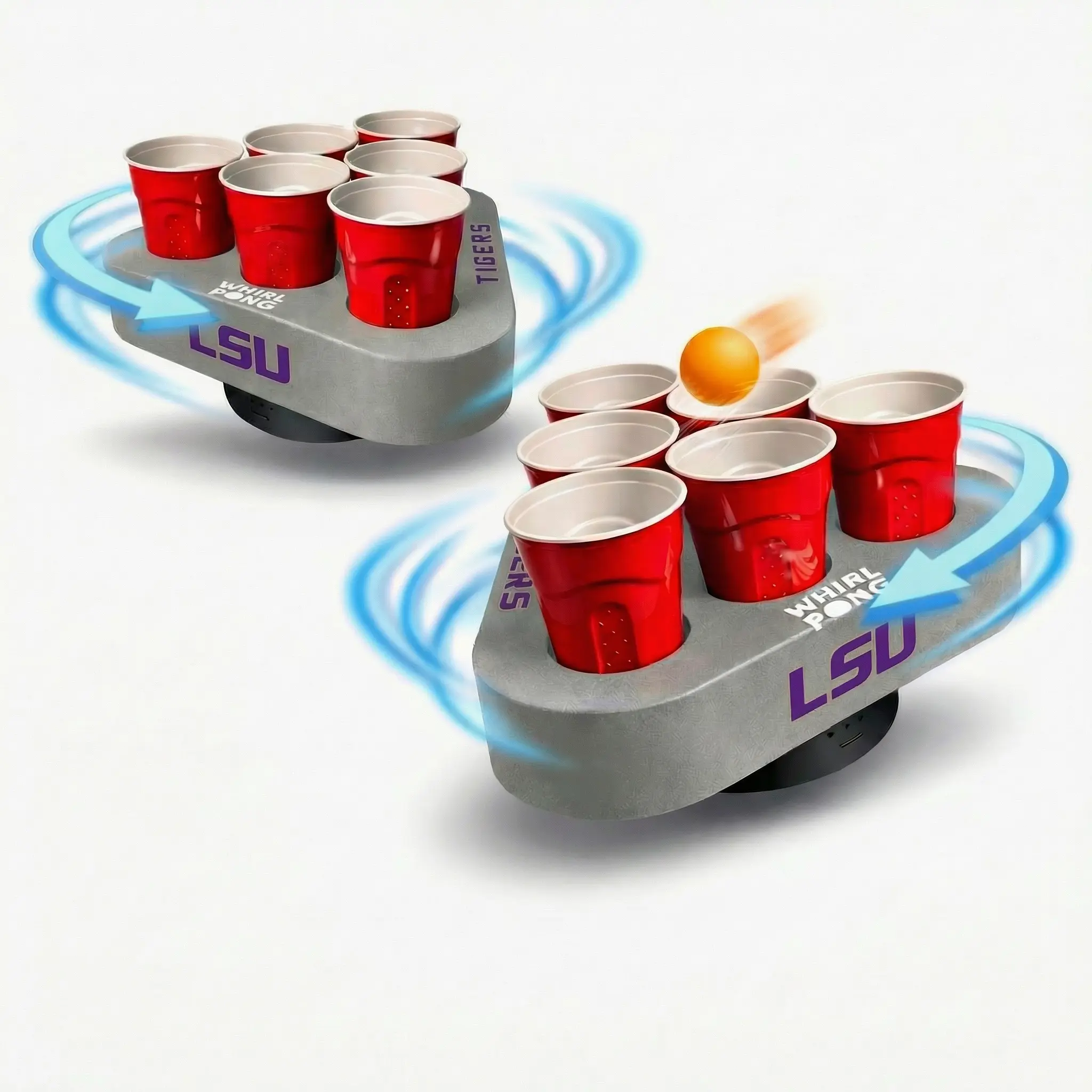 Whirl Pong™ - Spinning Cup Pong Game | LSU Tigers (Set of 2)