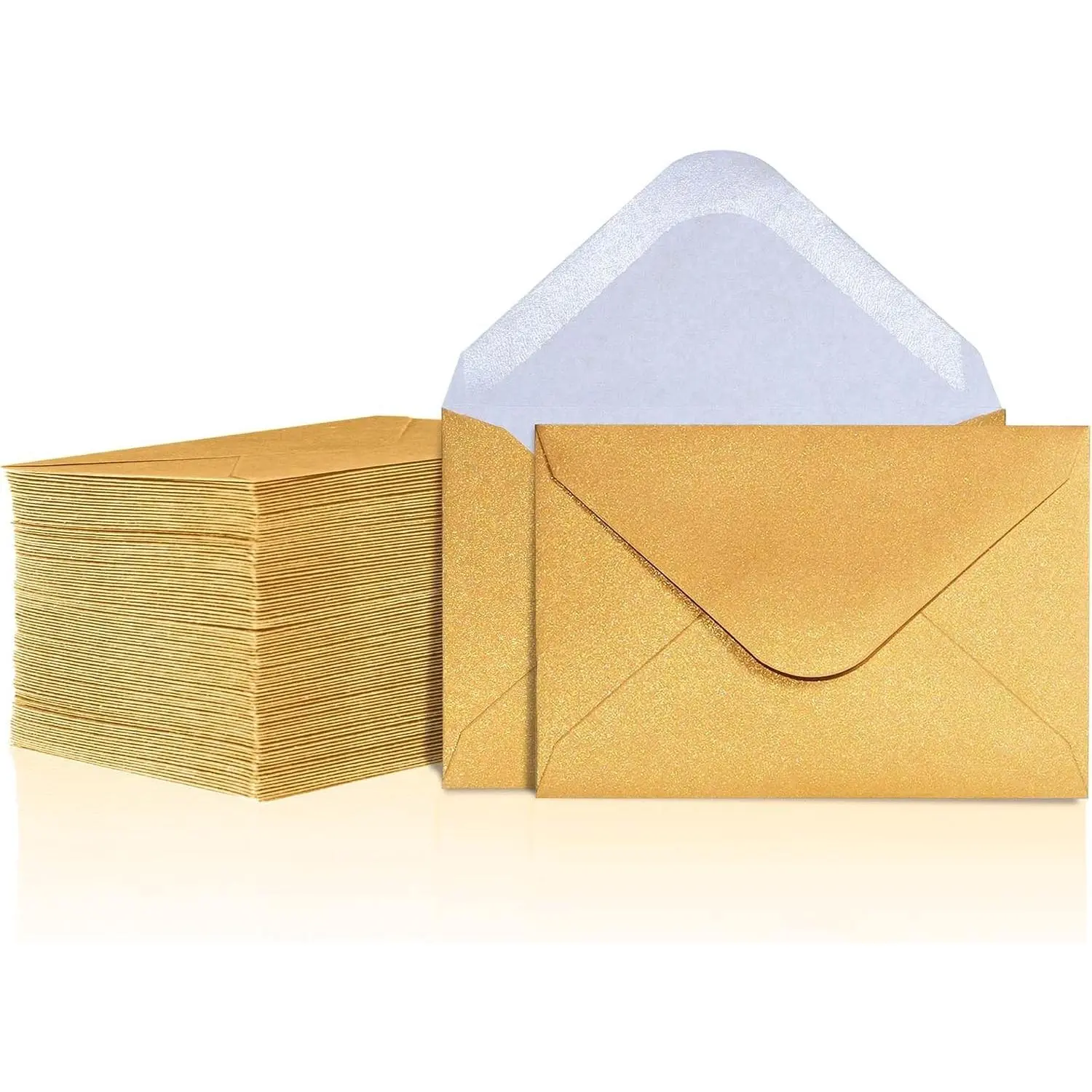 Gift Card Envelopes - 100-Count Mini Envelopes, Paper Business Card Envelopes, Bulk Tiny Envelope Pockets for Small Note Cards, Gold, 4 x 2.7 Inches