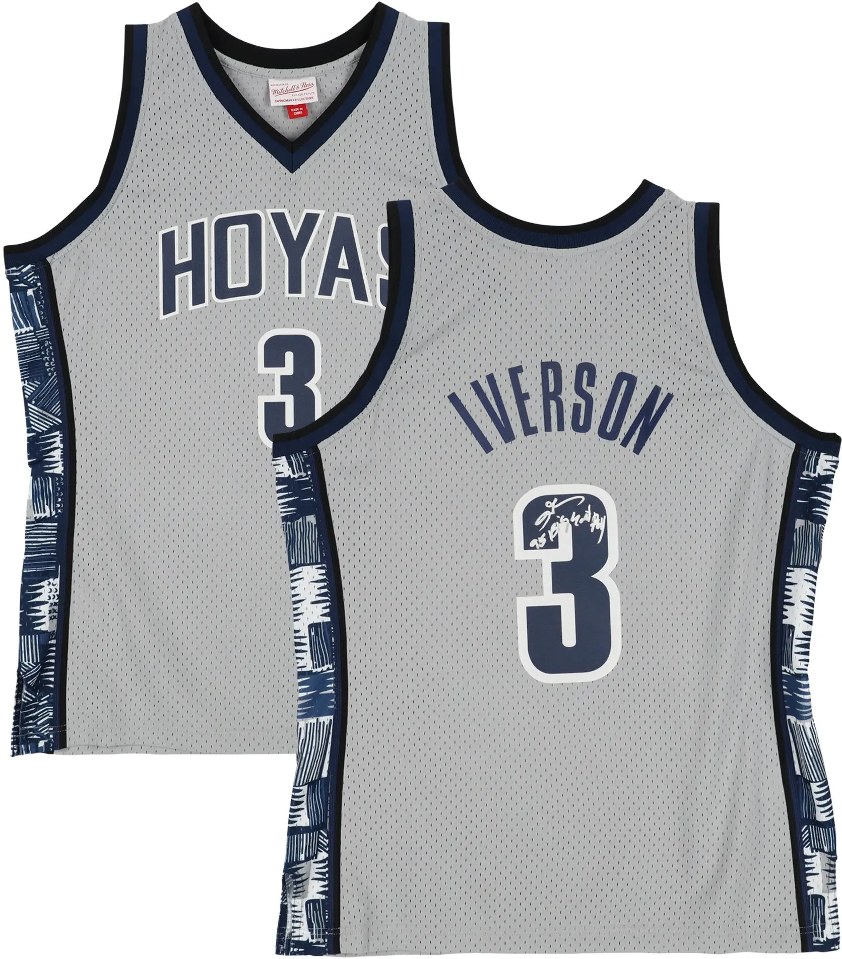 Allen Iverson Georgetown Hoyas Autographed Mitchell & Ness Gray 1995-96 Swingman Jersey with "95 Big East ROY" Inscription - Fanatics Authentic Certified