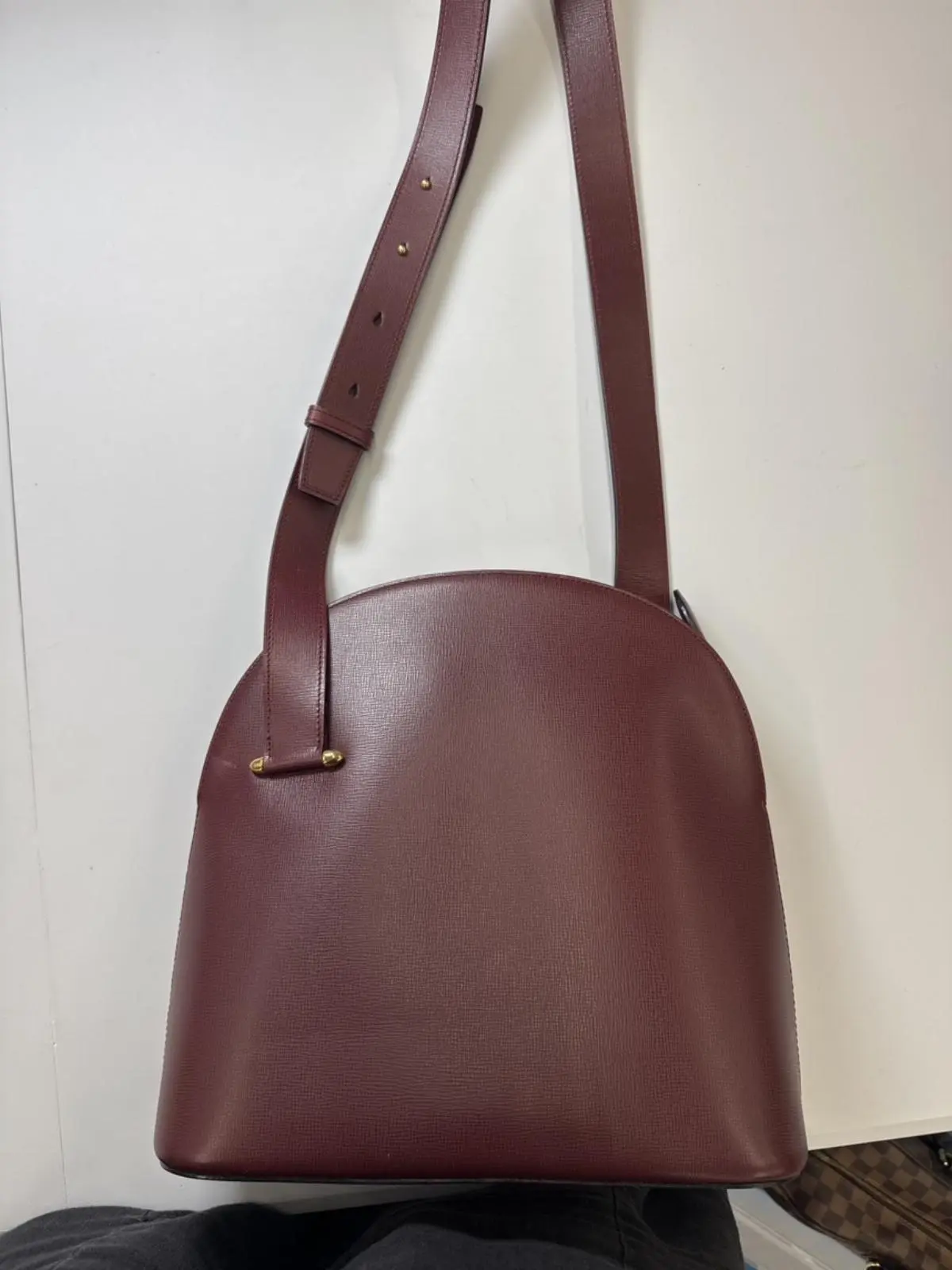 Pre-owned Cartier As Shown Messenger Bags Vintage Burgundy Leather Shoulder Bag602323