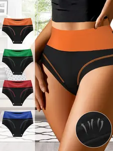 QUASTI 4PCS Plus Size Women'S Underwear,Full Coverage Briefs Soft Strech Ladies Breathable Panties, High Elasticity Underwear Tummy Control Hip, High Waisted for Women, Birthday Gifts for Women