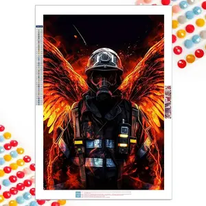 Firefighter Pattern DIY Diamond Arts Colorful Painting Kit without Frame, 5D Diamond Arts Colorful Painting Kit, Wall Art Decor for Home