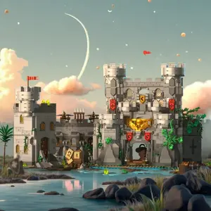 2484+ Piece Medieval Holy Spirit Sword Castle Building Block Set Large Fortress Model Display Office Decor Home Accent Perfect Birthday Gift for Men Christmas, Halloween, or Surprise Gift.