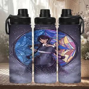 1pc 20oz Wednesday Addams: Strings of Vengeance Stainless Steel Cup with Anti-Spill Lid, Durable Reusable Coffee Mug for Men Women Father Birthday Christmas Hand Wash Outdoor Use