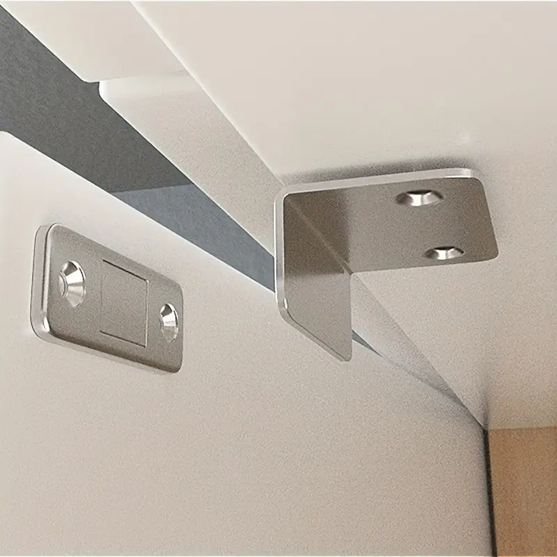 1 Pair Magnetic Door Closer Ultra Magnetic Door Closer Cabinet Catch Latch Cupboard Ultra Thin Automatic Closer Lock Invisible Strong Door Stopper Wardrobe Anti Rust Hardware Rack Magnet 1.65x0.39in With Screws